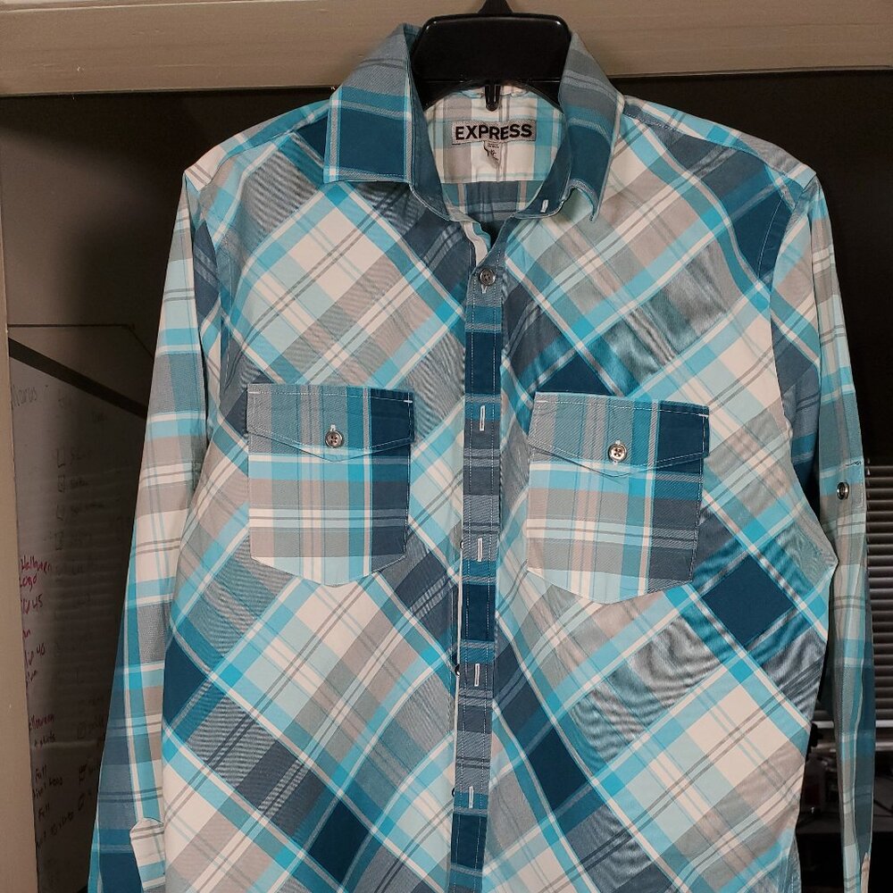 Express Long Sleeve Button Up Medium - image 1